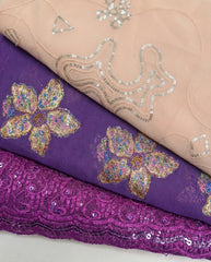 The Amira Peach & Royal Purple Bac Wayne Dirac Set (Modern Francawi Fabric)