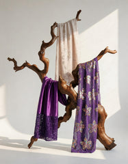 The Amira Peach & Royal Purple Bac Wayne Dirac Set (Modern Francawi Fabric)