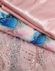 Soraya Royal Floral Somali Half - Bac Dirac Set in Pearl & Azure (Premium Italian Collection)