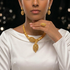 The Aurora Double Drop Set (Gold Pleated 3-Peice Set)