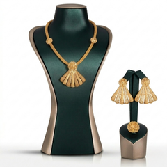The Engraved Shell Set (Gold Plated Necklace & Earrings Duo)