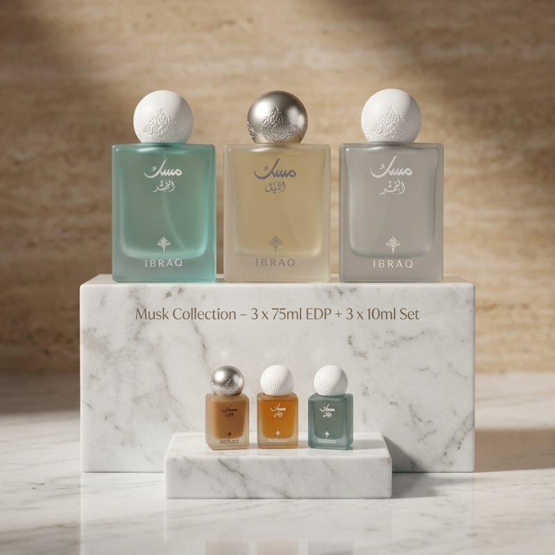 Ibrahim Al Qurashi Musk Collection – 3 x 75ml EDP + 3 x 10ml Set