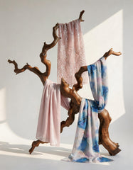 Soraya Royal Floral Somali Half - Bac Dirac Set in Pearl & Azure (Premium Italian Collection)