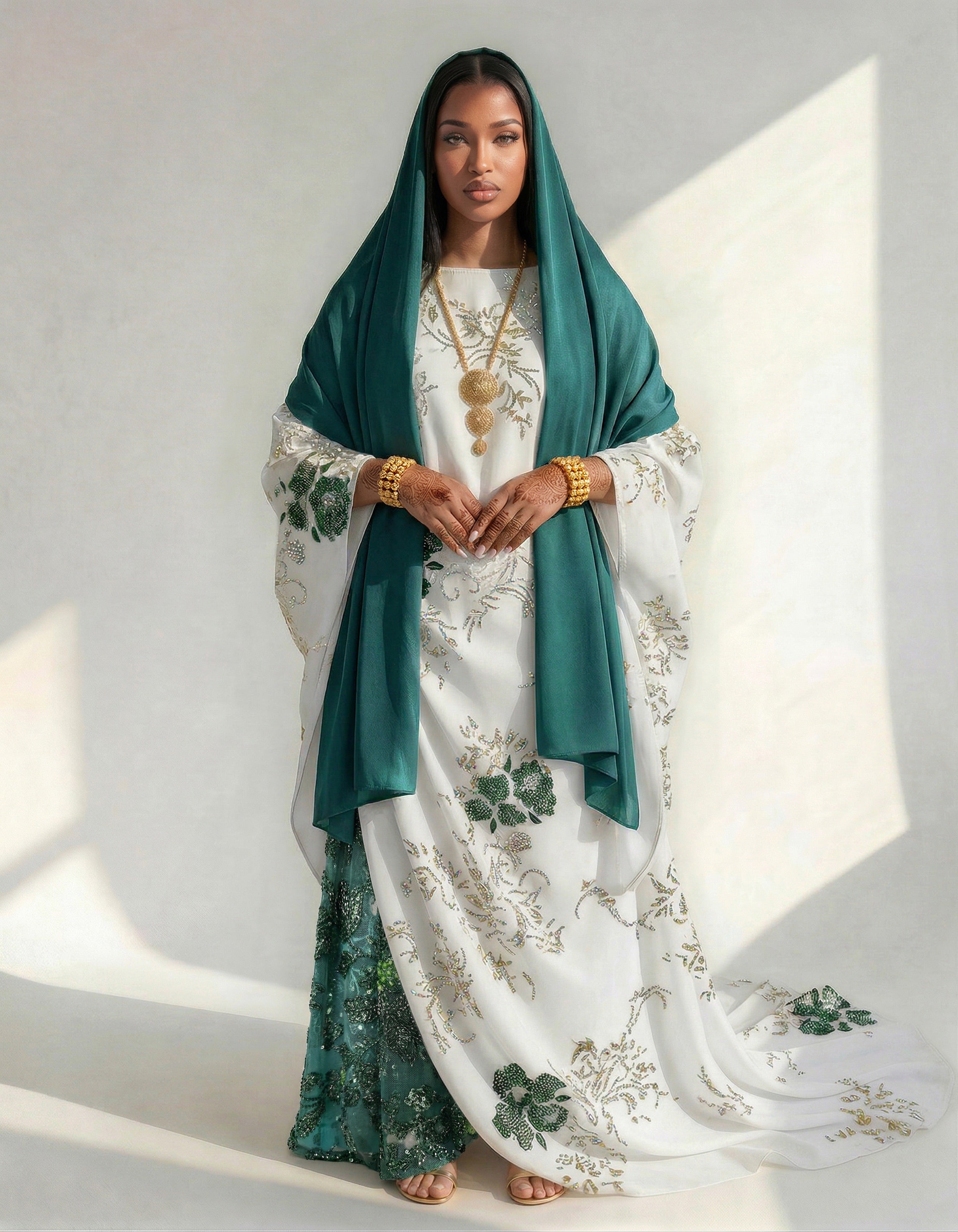 Yasmin Royal Bridal Somali Bac Wayne Dirac Set in Emerald & Ivory (Bridal Excellence Collection)