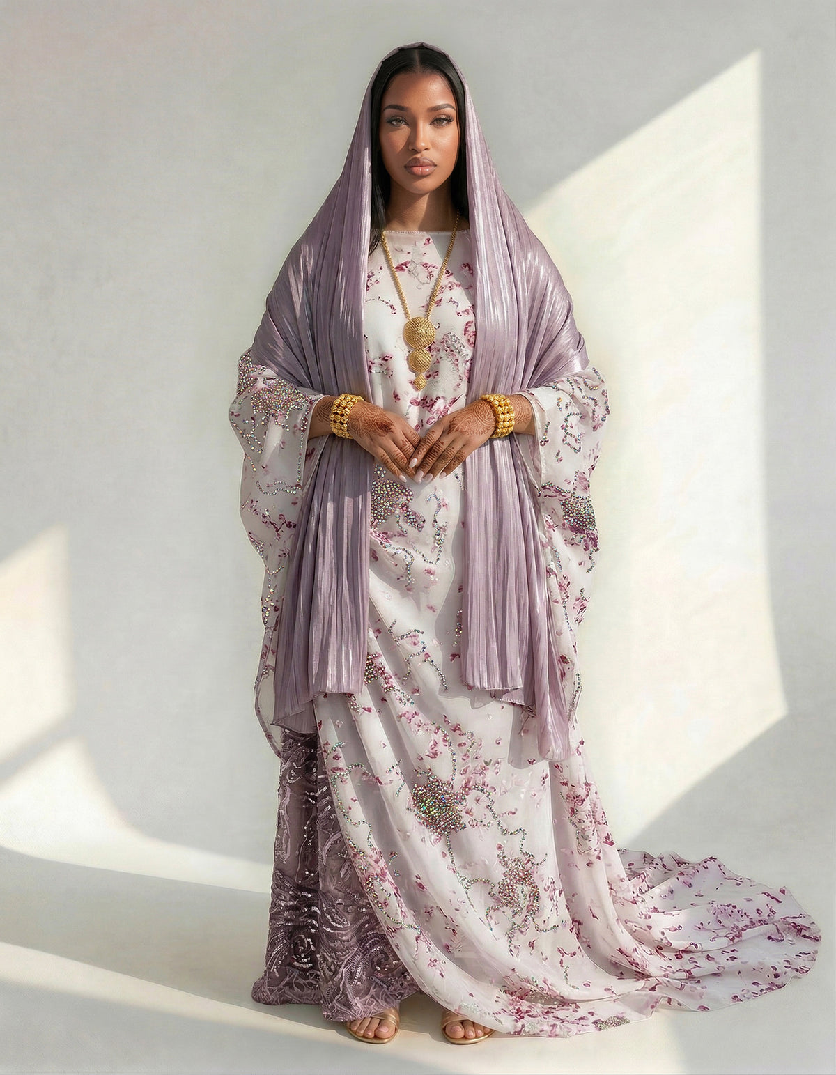 Royal Sakura Bridal Somali Bac Wayne Dirac Set in Cherry Blossom & Lilac (Bridal Excellence Collection)