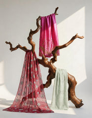 Hanaa Stone-Embellished Cerise & Azure Bac Wayne Dirac Set (Stone Fabric Collection)
