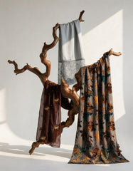 Dahlia Floral Somali Bac Wayne Dirac Set in Slate & Crimson (Premium Velvet Collection)