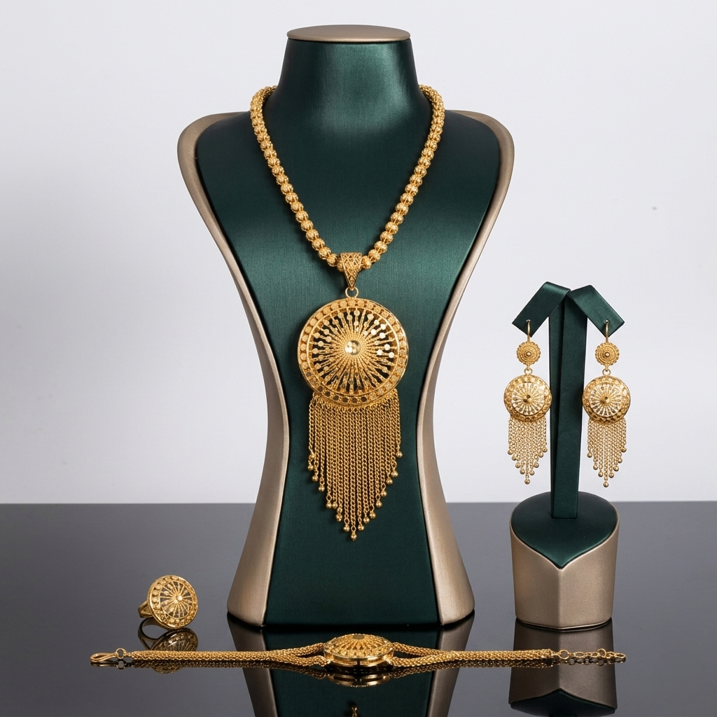 The Golden Sunburst Set (Gold Plated Medallion & Tassel Collection)