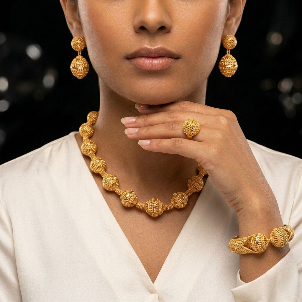 The Royal Sphere Set (Gold Plated Bead Jewelry Collection)