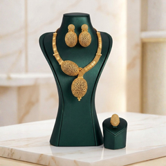 The Aurora Double Drop Set (Gold Pleated 3-Peice Set)